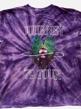 Journey Shirt 79 Tour Evolution Purple Tie Dye Rock Band Graphic Tee Womens L